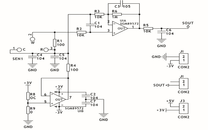 電化學(xué)氧氣傳感器電路圖